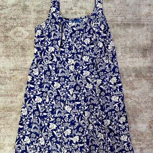 Navy and Tan Floral Dress